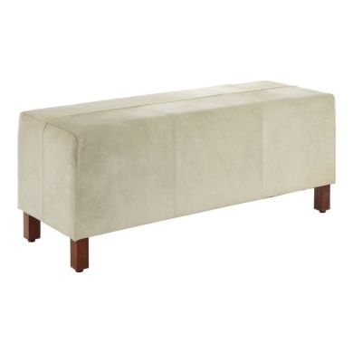 Kensington Townhouse Genuine Leather Seating Bench With Wood Legs