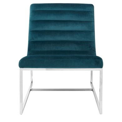 Vogue Velvet Curved Cocktail Chair In Teal