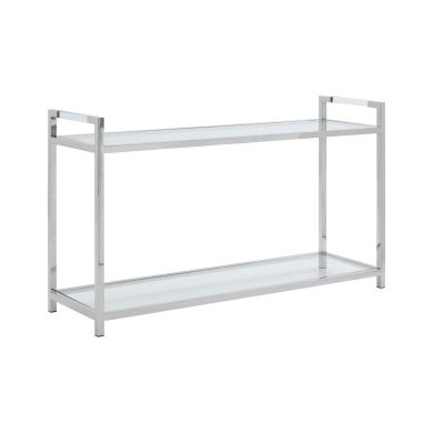 Vogue Glass Console Table In Silver With Stainless Steel Frame