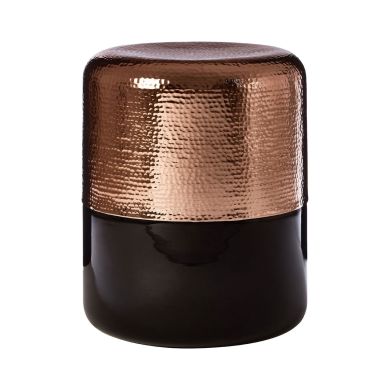 Madoc Aluminium Side Table In Copper With Black Glass Base