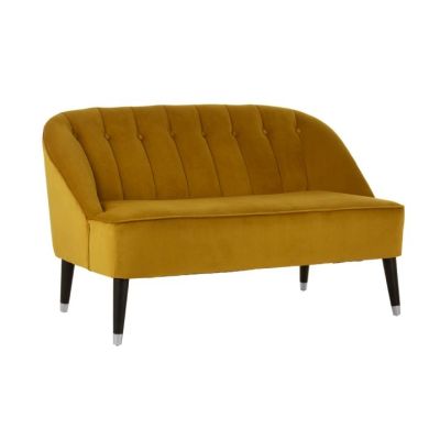 Delmas Velvet Upholstered 2 Seater Sofa In Yellow