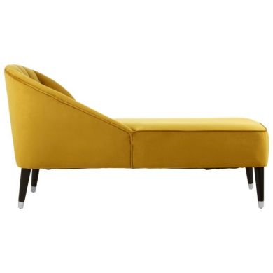 Delmas Velvet Upholstered Lounge Chaise Chair In Yellow