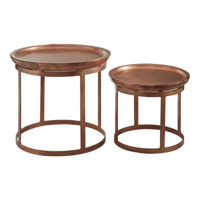 Crest Metal Set Of 2 Side Tables In Copper