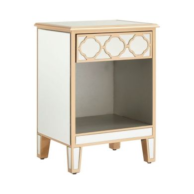 Gainell Wooden Side Table With Mirrored Glass Fronts