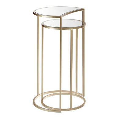 Avantis Mirrored Set of 2 Nesting Side Tables With Champagne Frame