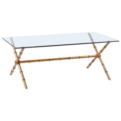 Monroe Clear Glass Top Coffee Table With Bamboo Style Steel Legs