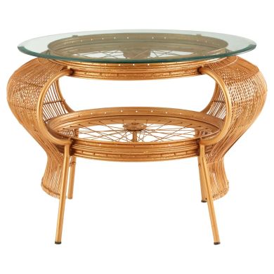 Mantis Clear Glass Coffee Table With Gold Metal Frame