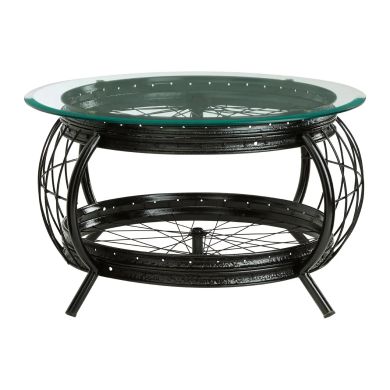 Mantis Clear Glass Coffee Table With Black Metal Frame