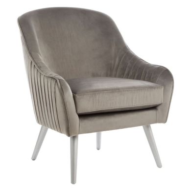 Lleida Velvet Upholstered Armchair In Grey