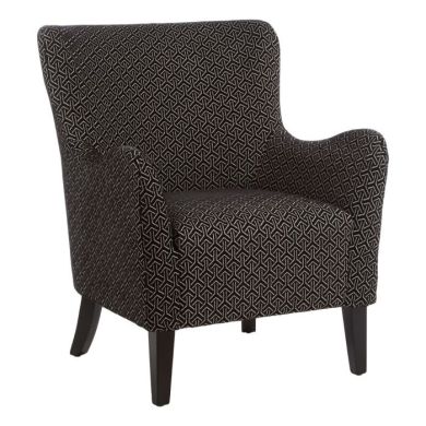 Regents Fabric Armchair In Black With Wooden Legs