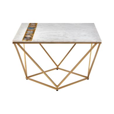 Vizzini Square Marble Coffee Table With Brass Metal Frame