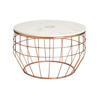Vizzini Round Marble Coffee Table With Copper Metal Frame