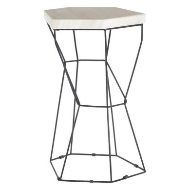 Ripley Large Onyx Stone Pedestal Table In Natural With Black Frame