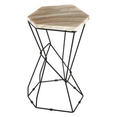 Ripley Onyx Stone Side Table In Natural With Black Frame