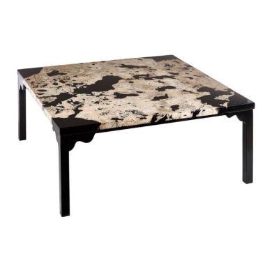 Ripley Cheese Stone Top Coffee Table With Black Metal Legs