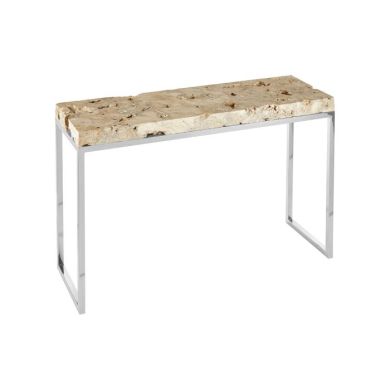 Ripley Cheese Stone Top Console Table With Stainless Steel Legs