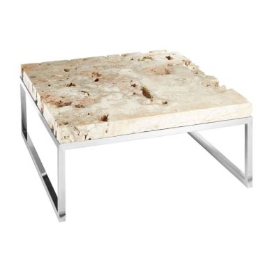 Ripley Cheese Stone Top Coffee Table With Stainless Steel Legs
