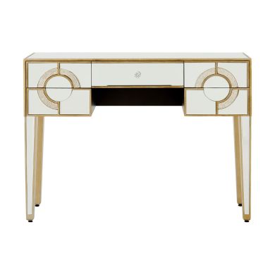 Knightsbridge Mirrored Glass Console Table With 5 Drawers