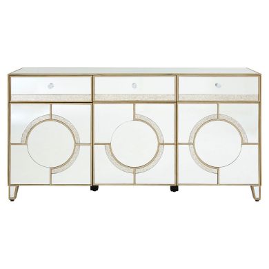 Knightsbridge Mirrored Glass Sideboard With 3 Doors 3 Drawers In Natural Tone