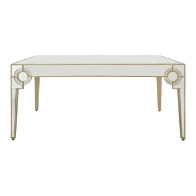 Knightsbridge Mirrored Glass Deco Dining Table In Natural Tone