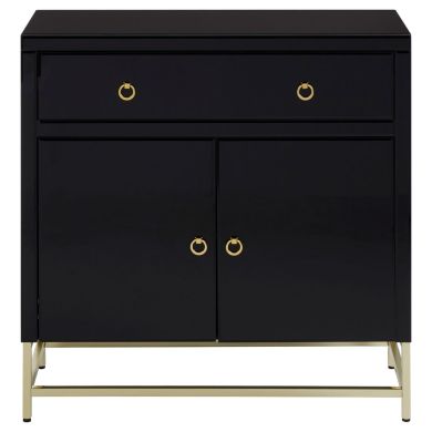 Kensington Townhouse Storage Cabinet In Black With 2 Doors And 1 Drawer