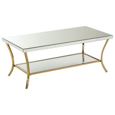 Kensington Townhouse Glass Coffee Table In Silver With Gold Legs