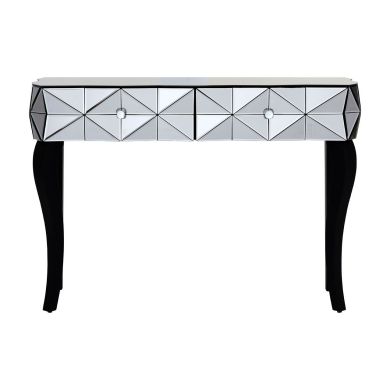 Soho 3D Mirrored Glass Console Table With 2 Drawers