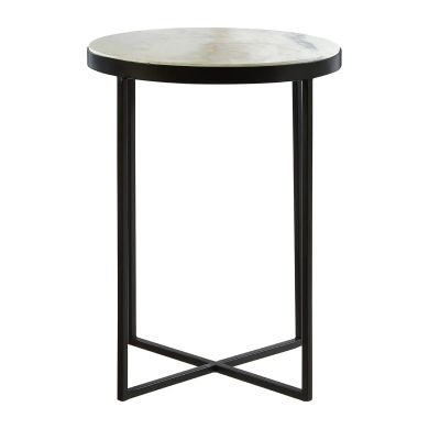 Shalimar Round Marble Side Table With Black Cross Base