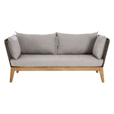 Ochoa Fabric 3 Seater Sofa In Grey With Natural Wooden Legs
