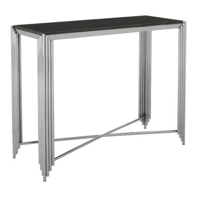 Clarice Granite Marble Console Table With Silver Stainless Steel Legs