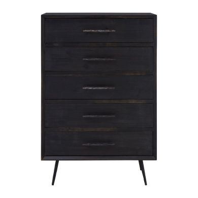 Madsen Wooden Chest Of 5 Drawers In Dark Grey