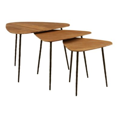 Elma Triangular Wooden Nest Of 3 Tables In Brown