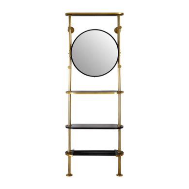 Hawkes Aluminium Coat Stand In Antique Brass With Mirror