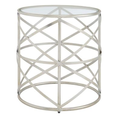 Rubia Tempered Glass Side Table With Metal Frame
