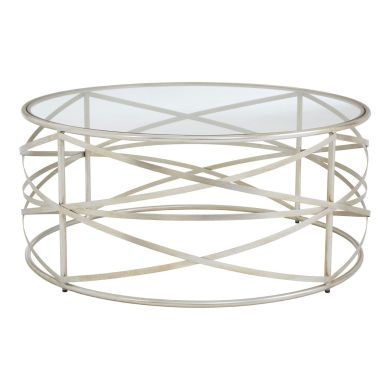 Rubia Clear Tempered Glass Coffee Table With Silver Base