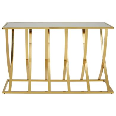 Reena Mirrored Glass Console Table With Gold Stainless Steel Base