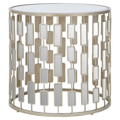 Raina Small Mirrored Glass Side Table With Metal Frame