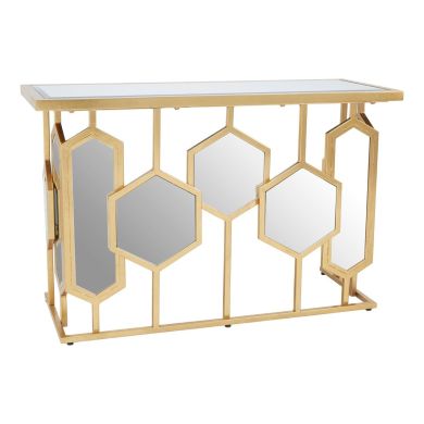 Rio Glass Top Metal Console Table In Gold