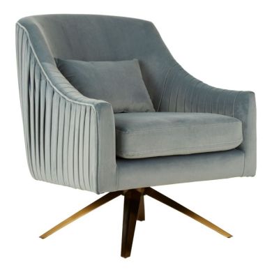 Hendricks Velvet Upholstered Lounge Chair In Light Blue