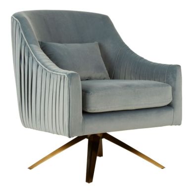 Hendricks Velvet Upholstered Lounge Chair In Light Blue
