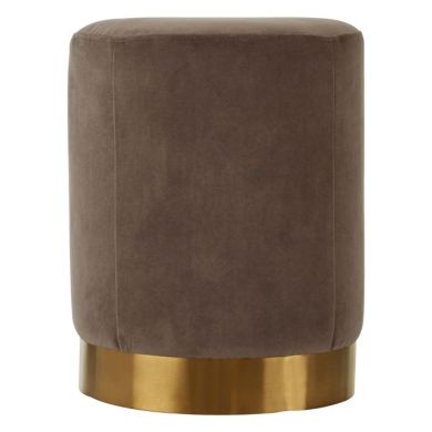 Herne Velvet Upholstered Stool In Grey With Gold Stainless Steel Base