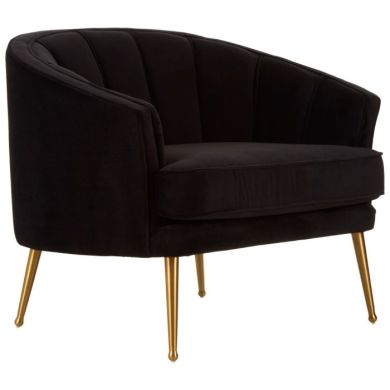 Hendricks Velvet Upholstered Armchair In Black