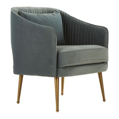 Hendricks Velvet Upholstered Armchair In Light Blue