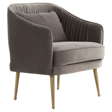 Hendricks Velvet Upholstered Armchair In Grey