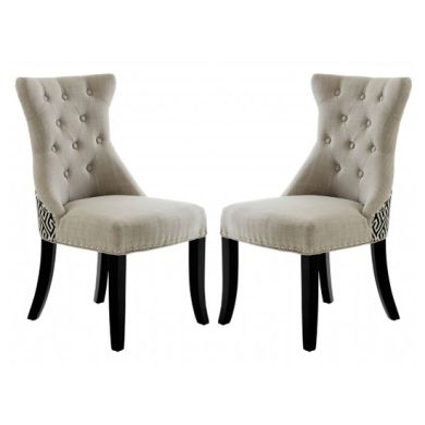 Regents Park Muted Grey Fabric Dining Chairs With Natural Legs In Pair