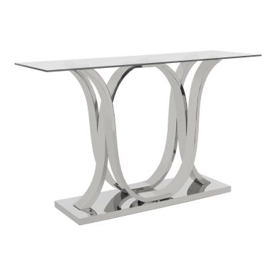 Allure Clear Glass Console Table With Chromed Metal Base