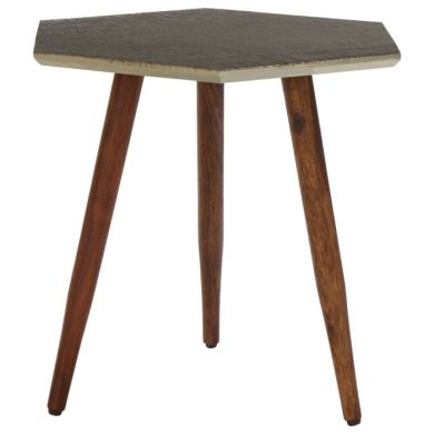 Baird Hexagonal Sheesham Wood Side Table In Grey