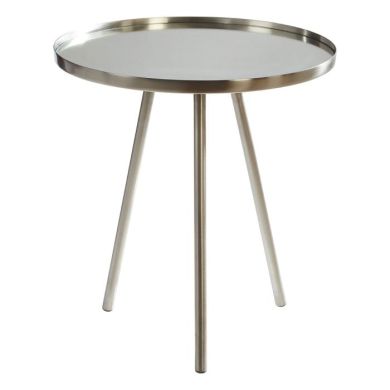 Cadfan Round Glass Top Side Table In Matte Nickel