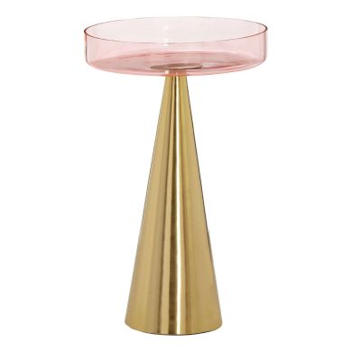 Magee Small Glass Top Side Table With Gold Metal Base