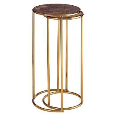 Vita Set Of 2 Nesting Side Tables With Gold Metal Frame